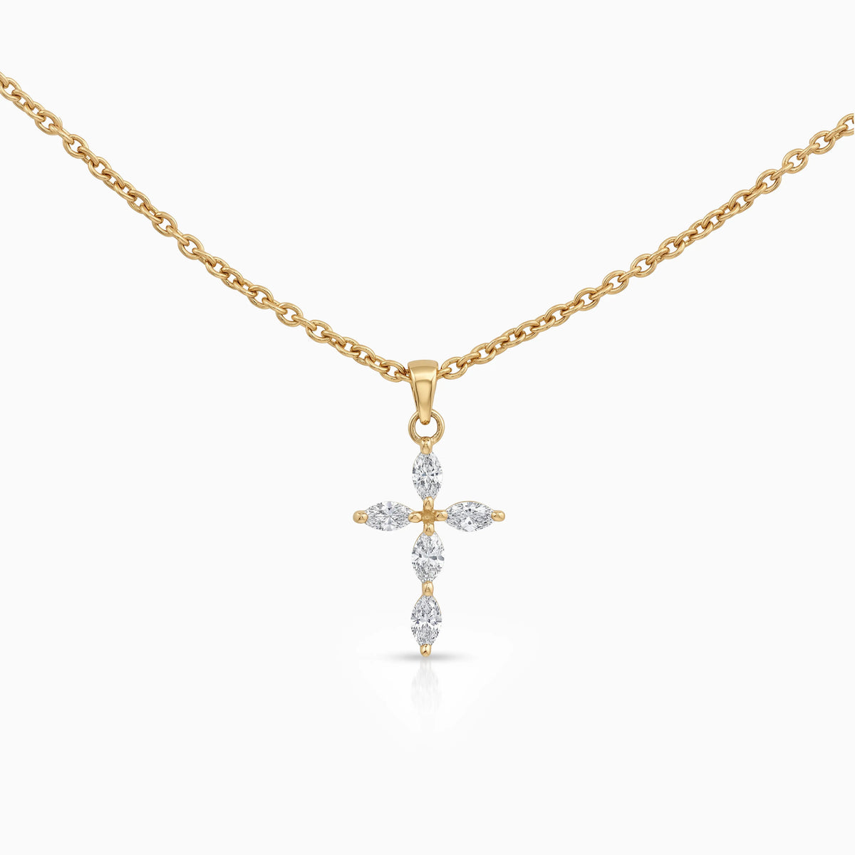 Marquise Cut Lab Diamond Dainty Cross Pendant Pendant