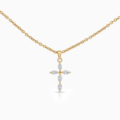 Marquise Cut Lab Diamond Dainty Cross Pendant Pendant