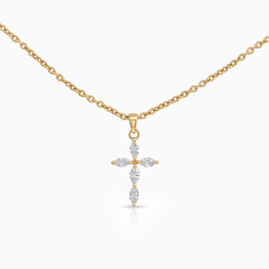 Marquise Cut Lab Diamond Dainty Cross Pendant Pendant