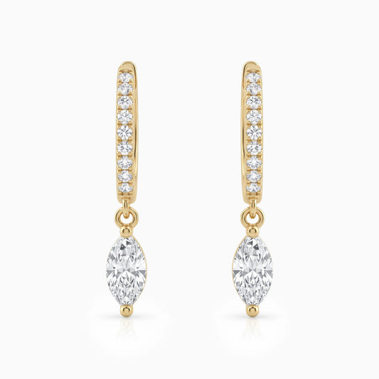 Marquise Cut Diamond Dangle Huggie Hoop Earring