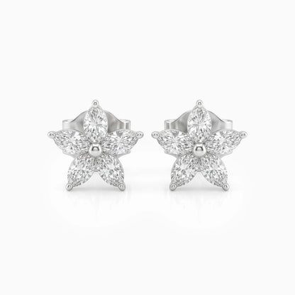 Marquise Cut Lab Diamond Floral Stud Earrings