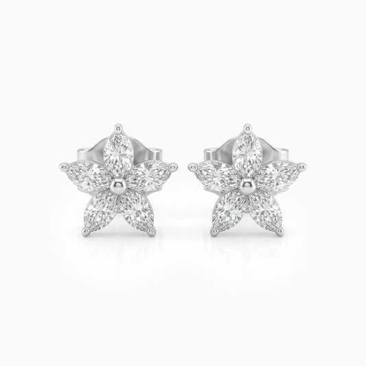 Marquise Cut Lab Diamond Floral Stud Earrings