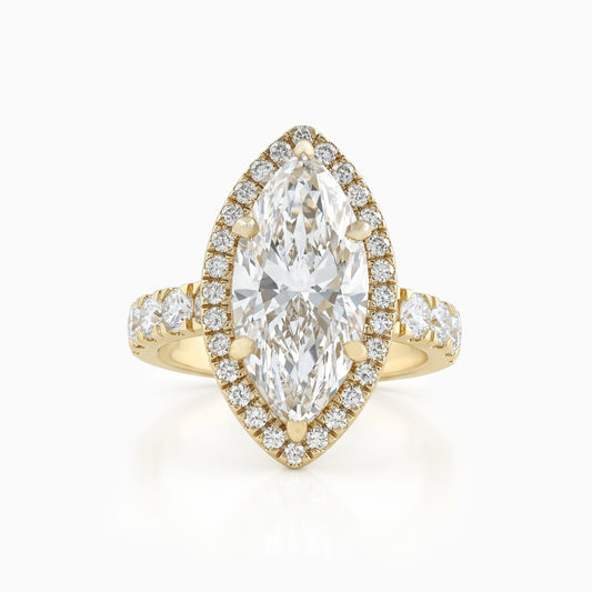 Marquise Cut Lab Diamond Halo Engagement Ring