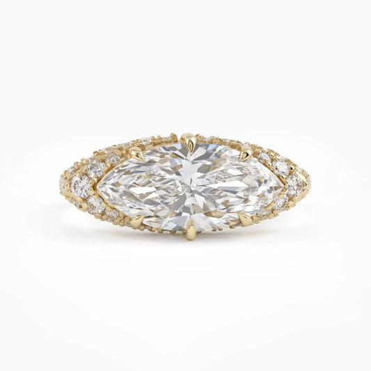 Marquise Cut Lab Diamond Pave Set Engagement Ring Ring