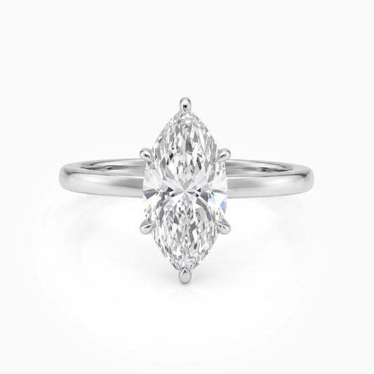 Marquise Cut Lab Diamond Solitaire Engagement Ring
