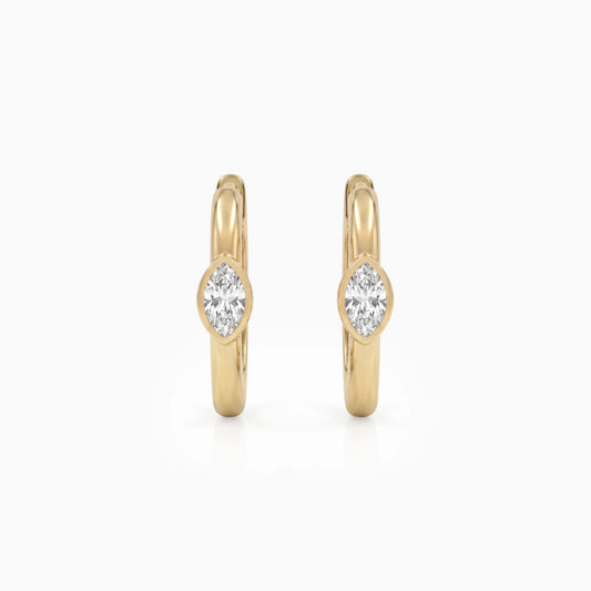 Marquise Cut Lab Diamond Solitaire Huggie Hoop Earrings