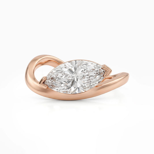 Marquise Cut Lab Diamond Wave Ring Ring