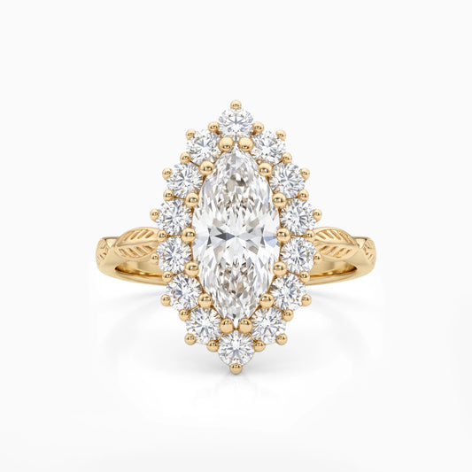 Marquise Cut Lab Grown Halo Engagement Ring Ring