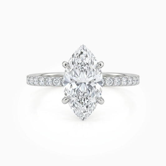 Marquise Cut Lab Grown Solitaire Accent Engagement Ring Ring