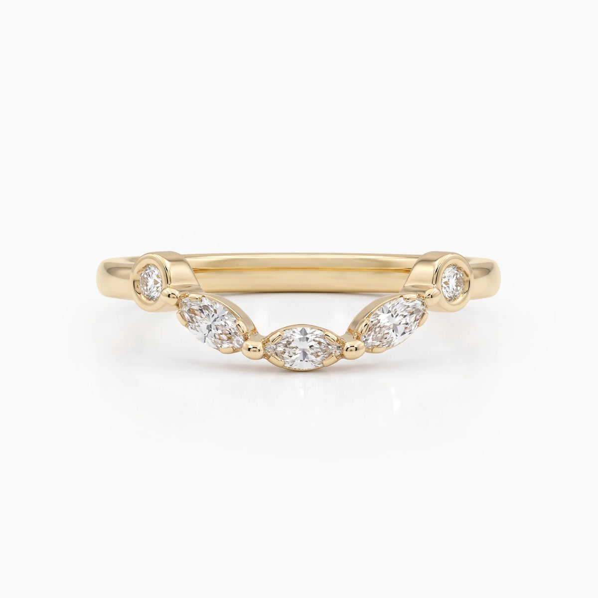 Marquise Diamond Curved Wedding Band