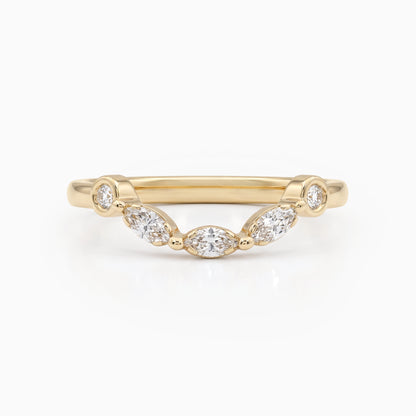 Marquise Diamond Curved Wedding Band