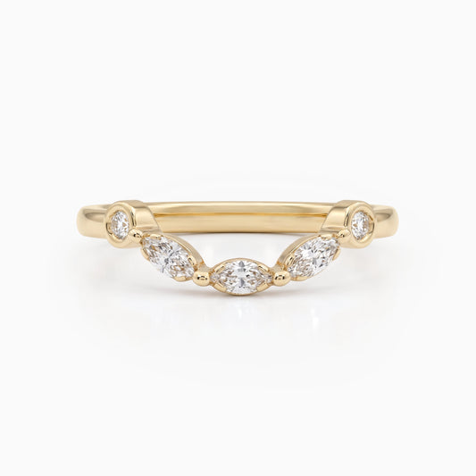 Marquise Diamond Curved Wedding Band