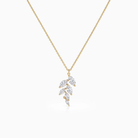 Marquise Cut Lab Diamond Leaf Style Necklace Necklace