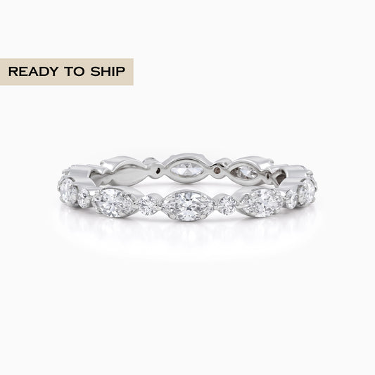 Marquise And Round Diamond Wedding Band