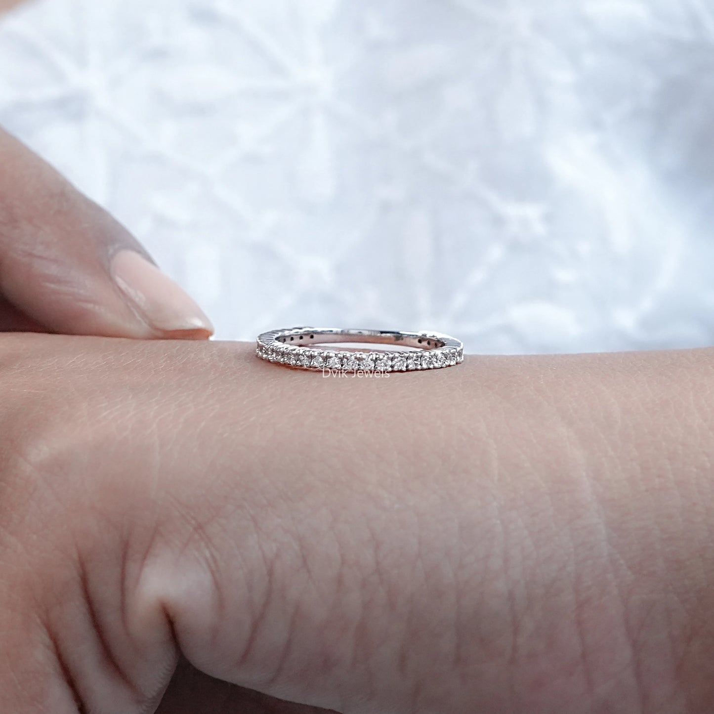 Minimalist Round Diamond Half Eternity Band