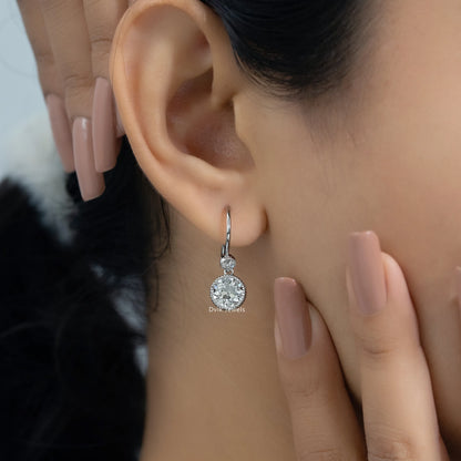Old European Round Cut Diamond Milgrain Drop Earrings Earrings