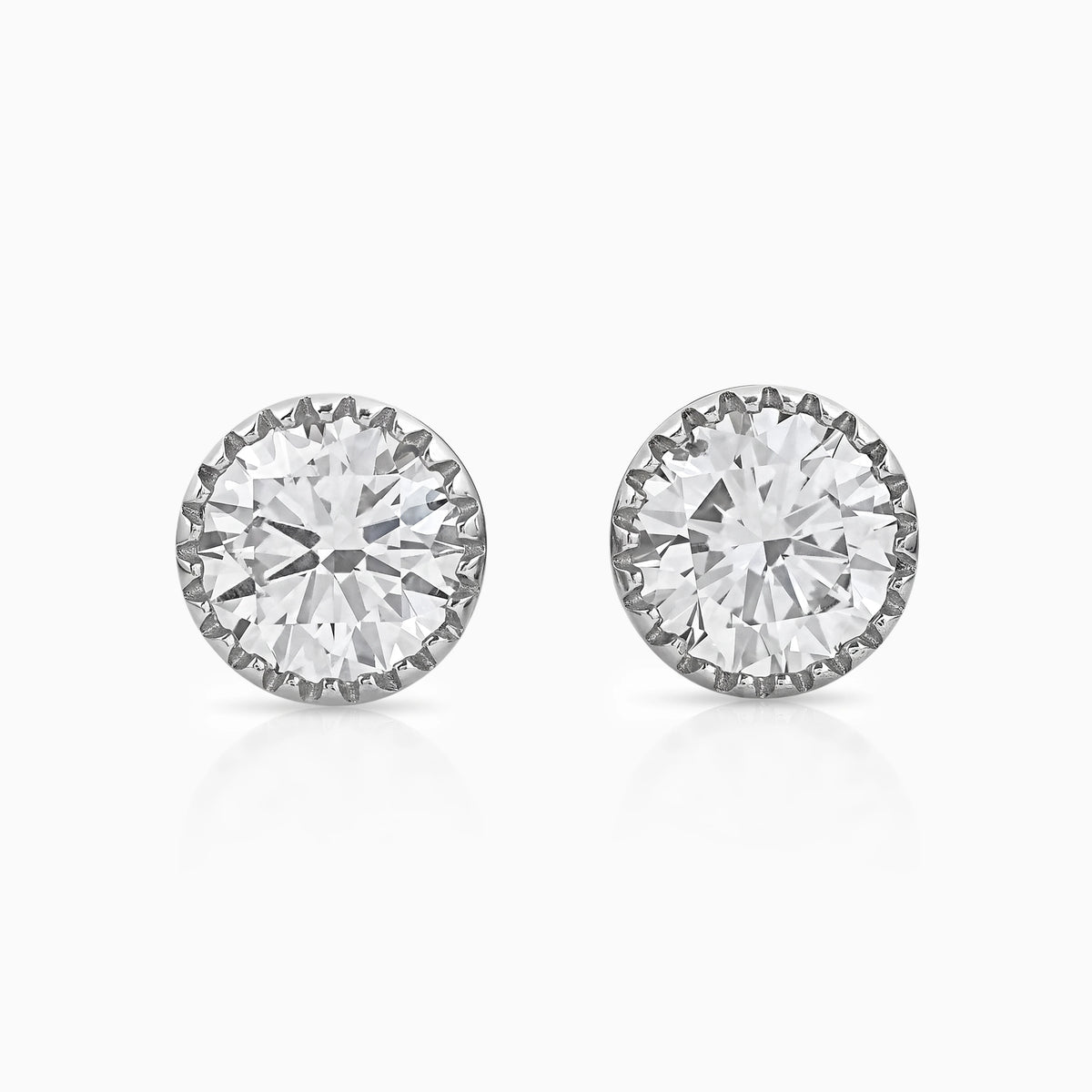 Milgrain Set Round Lab Diamond Stud Earrings Earrings