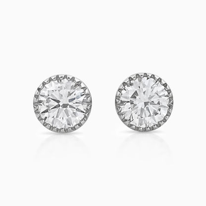 Milgrain Set Round Lab Diamond Stud Earrings Earrings