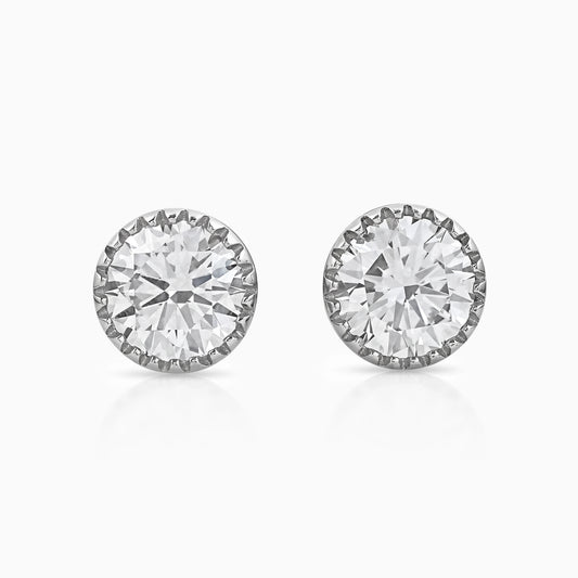 Milgrain Set Round Lab Diamond Stud Earrings