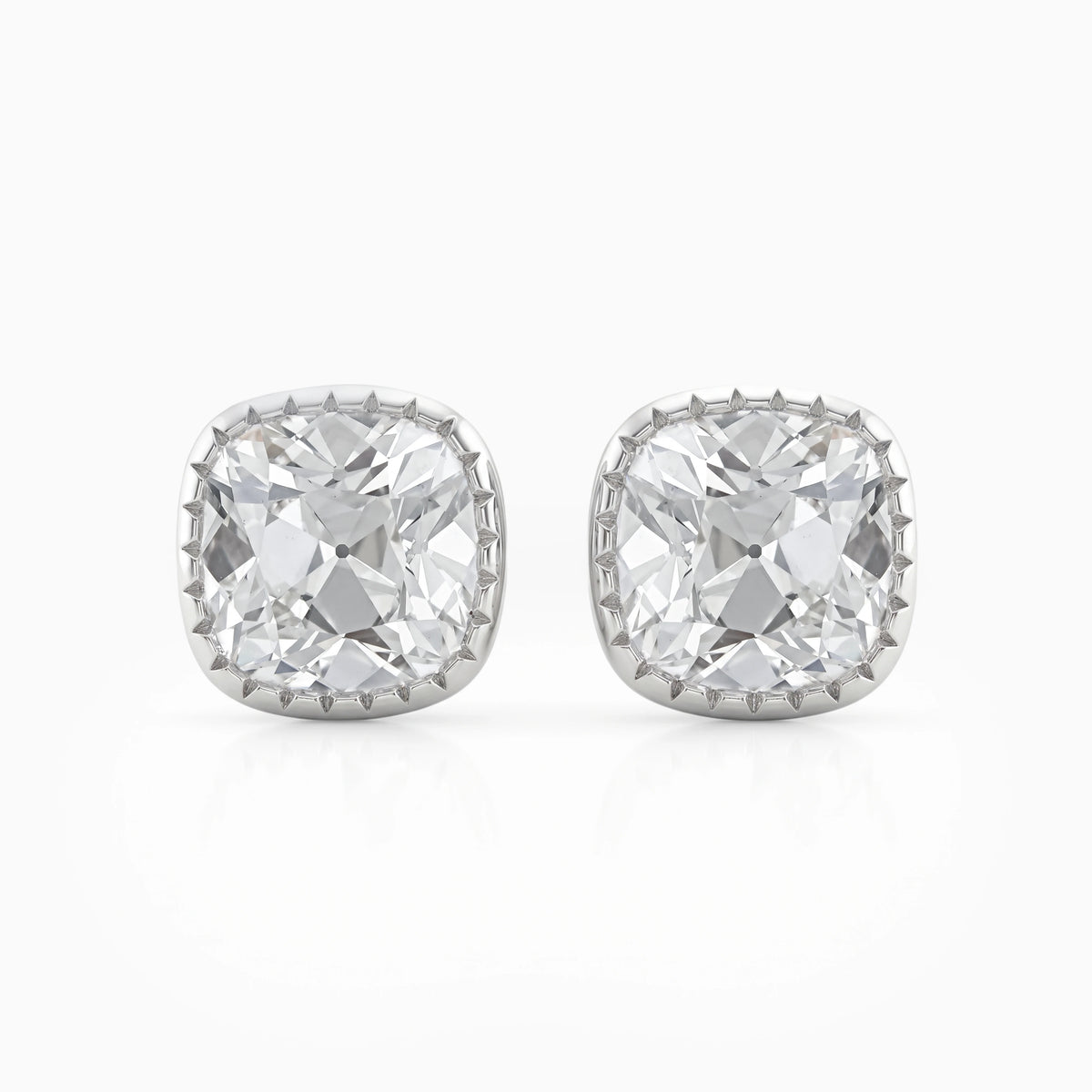 Milgrain Square Old Mine Cushion Cut Stud Earrings Earrings