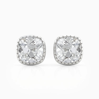 Milgrain Square Old Mine Cushion Cut Stud Earrings Earrings