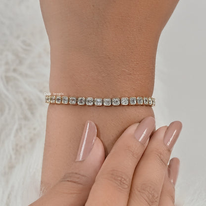 Asscher Cut Lab Diamond Bezel Set Tennis Bracelet Bracelet