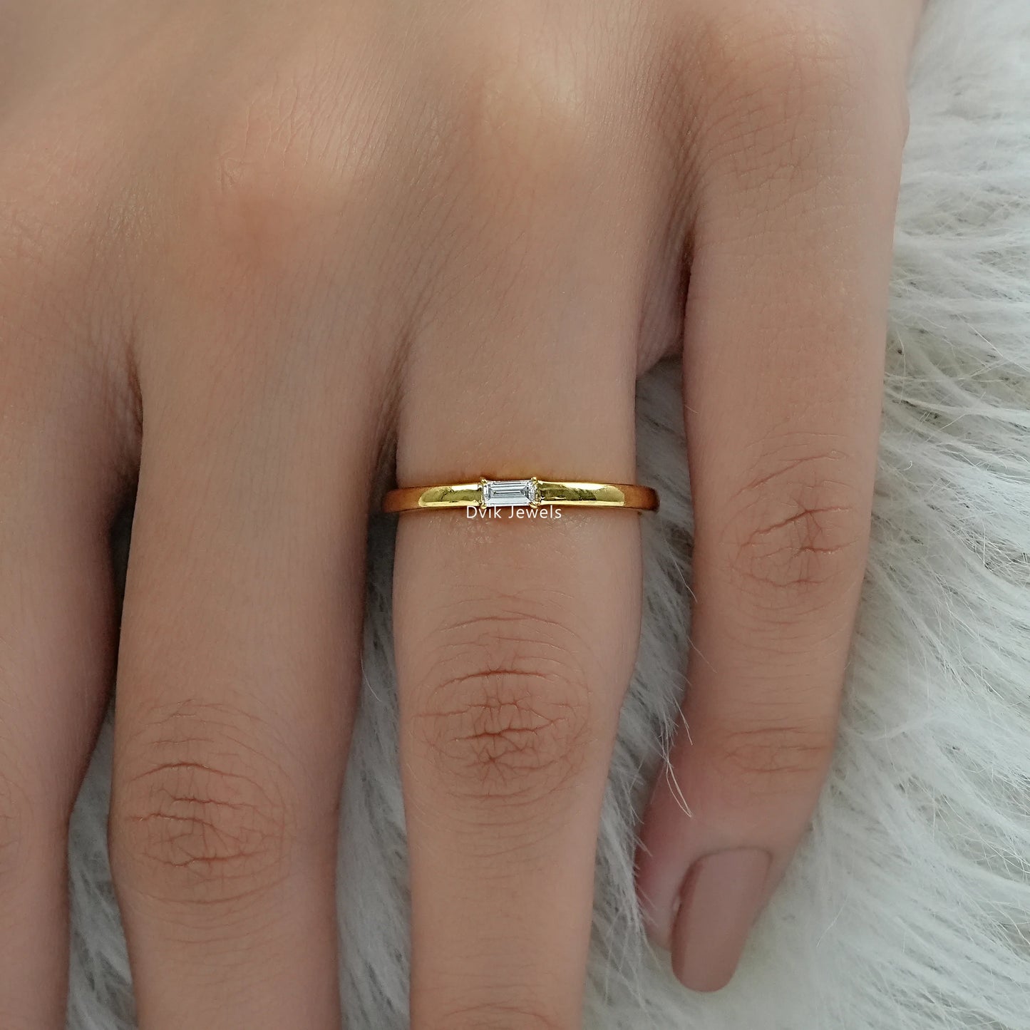 Minimal Baguette Cut Lab Diamond Solitaire Ring