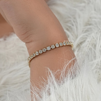 Bezel Set Cushion Cut Lab Diamond Tennis Bracelet