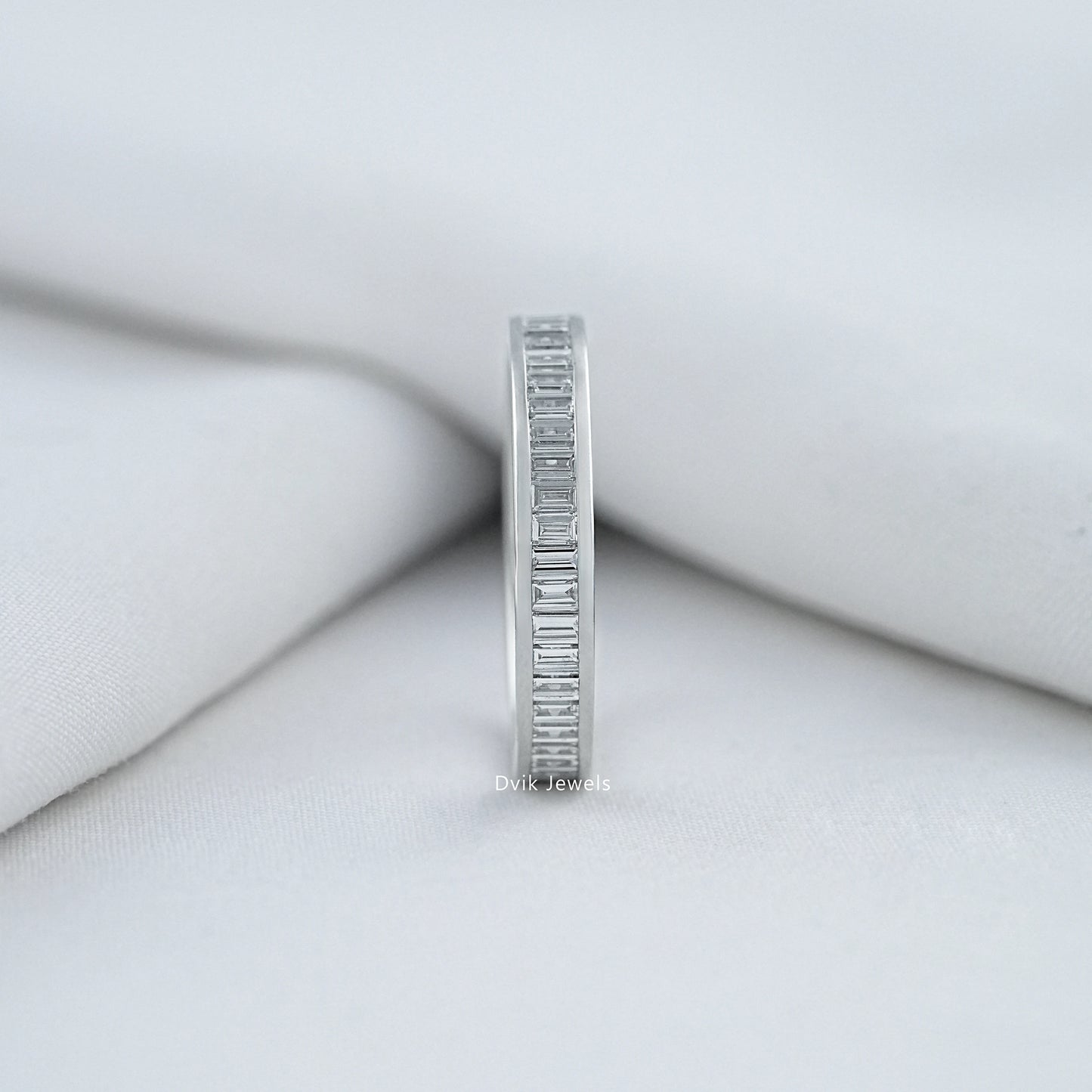 Channel Set Baguette Cut Lab Diamond Wedding Band Band