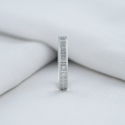 Channel Set Baguette Cut Lab Diamond Wedding Band Band