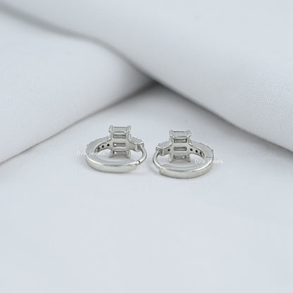 Baguette and Round Cut Lab Diamond Hoop Earrings Earrings