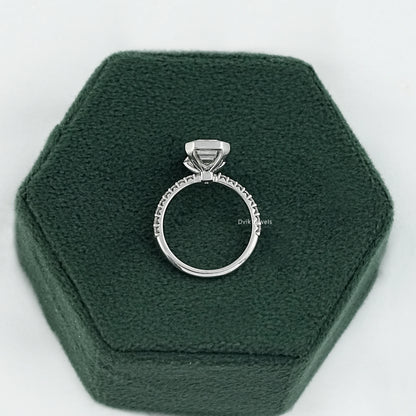Bezel Set Emerald Cut Lab Diamond Solitaire Accent Ring
