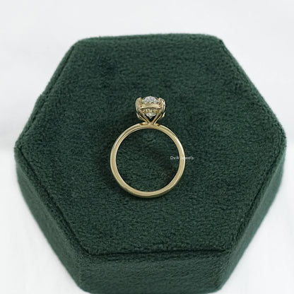 Two Prong Set Old Mine Moval Cut Lab Diamond Solitaire Ring