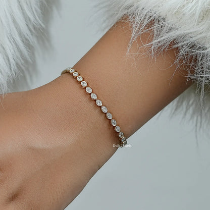 Oval Cut Diamond  Bezel Set Tennis Bracelet