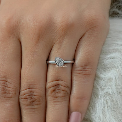 Pear Cut Lab Diamond Bezel Solitaire Ring Ring