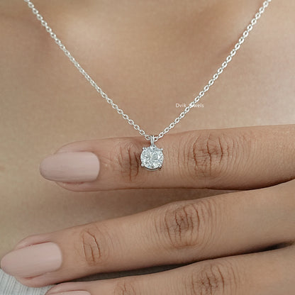 Round Cut Lab Diamond Solitaire Four Prong Pendant Pendant