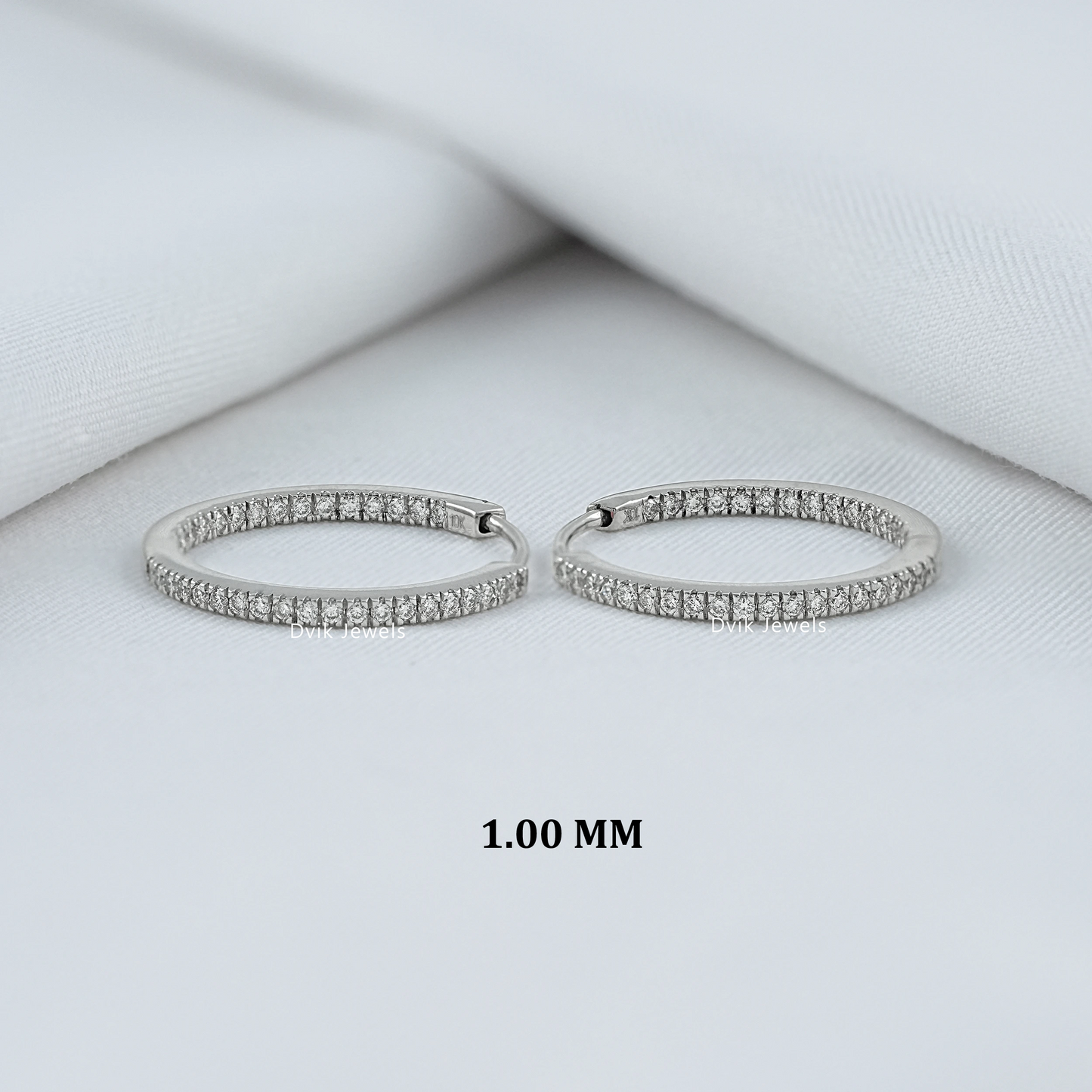 Round Diamond In-Out Dainty Hoop Earrings