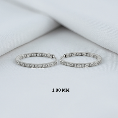 Round Diamond In-Out Dainty Hoop Earrings