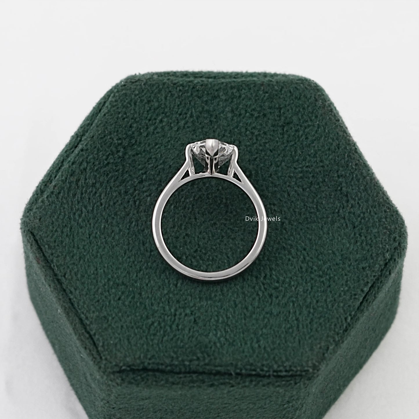 Dutch Marquise Lab Diamond Solitaire Ring with Four Prong Setting Ring