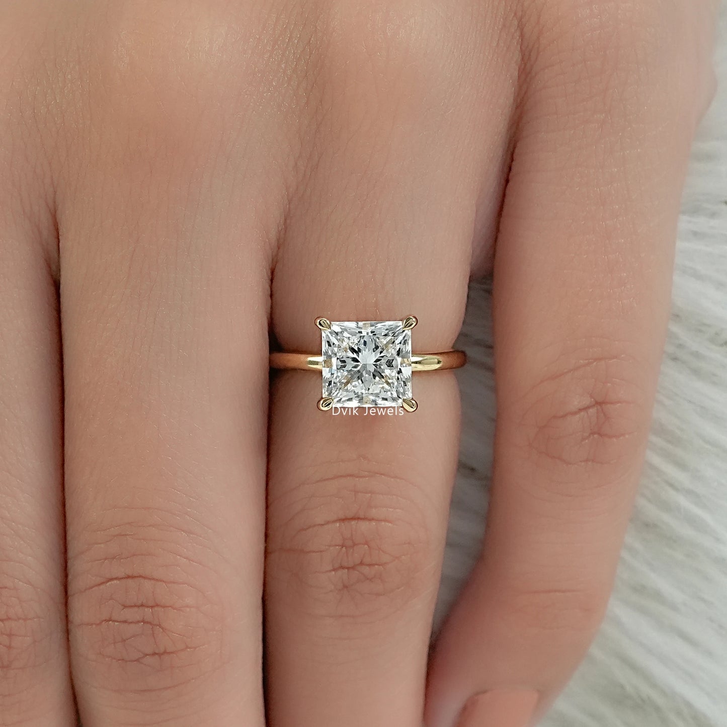 Princess Cut Lab Diamond Solitaire Ring Ring