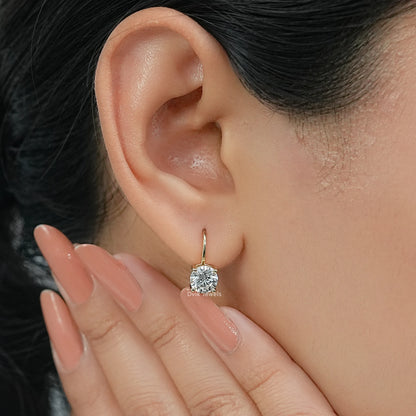 Round Lab Diamond Lever Back Earrings Earrings