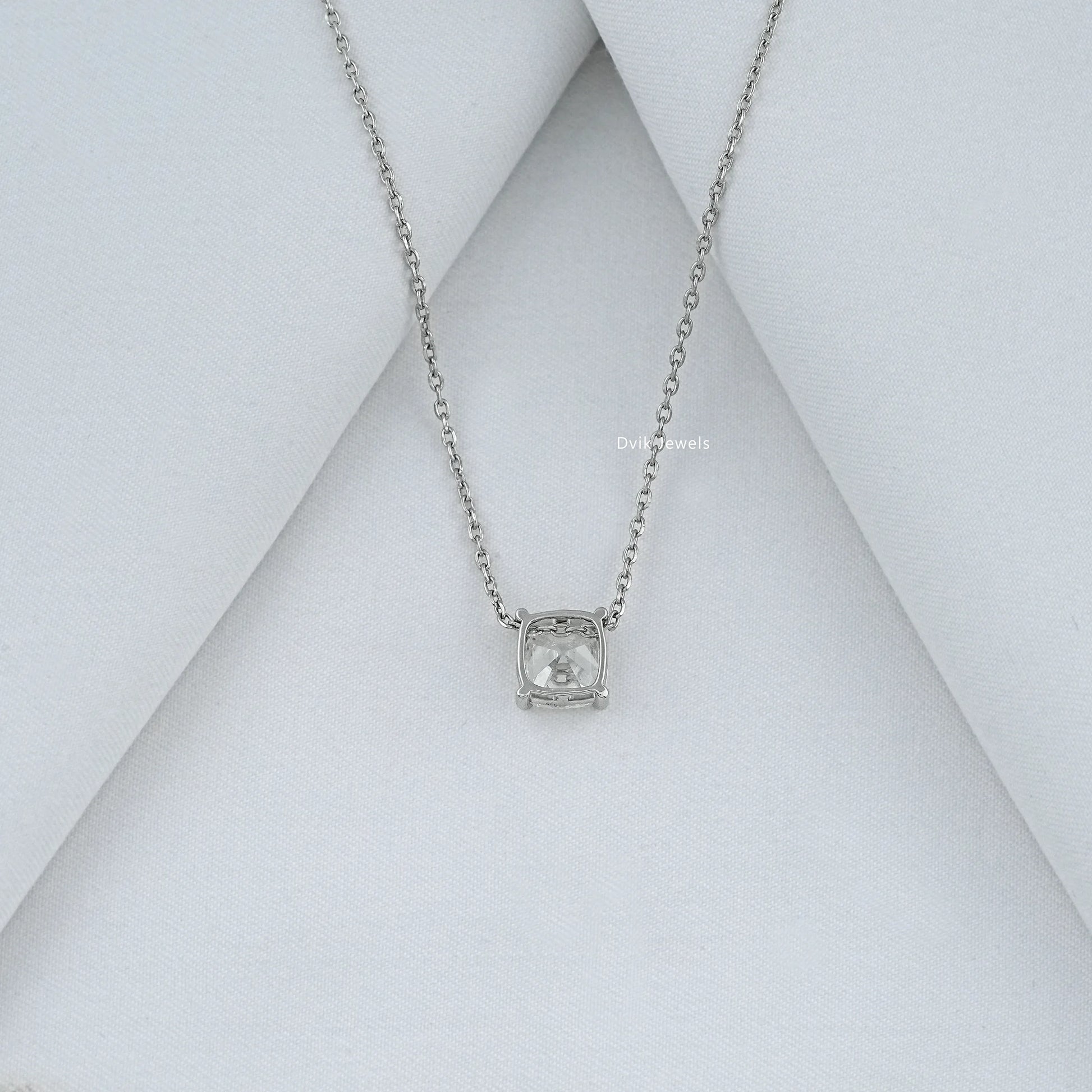 Square Old Mine Cushion Cut Lab Diamond Solitaire Pendant Pendant