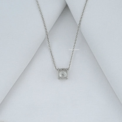 Square Old Mine Cushion Cut Lab Diamond Solitaire Pendant Pendant