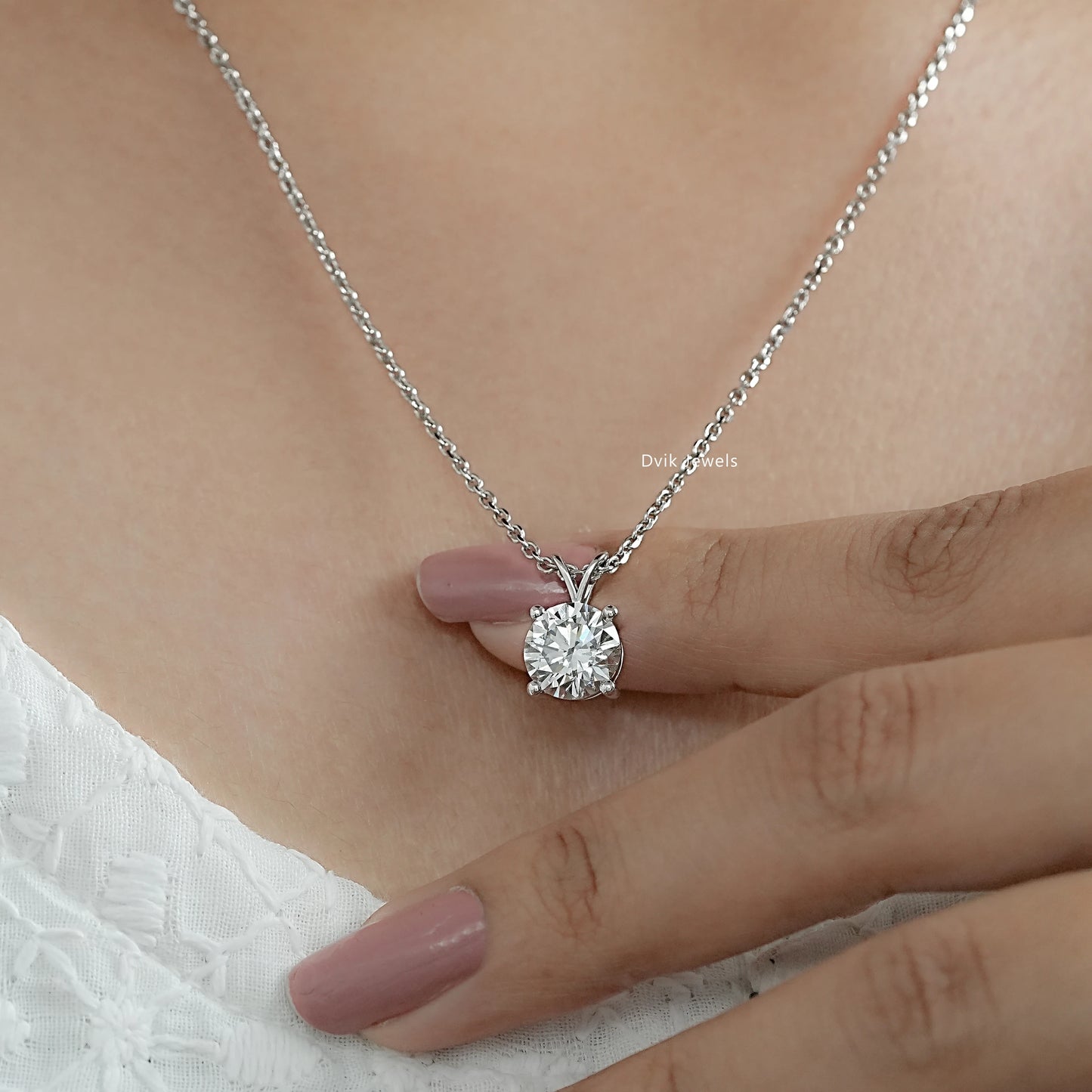 Round Lab Grown Diamond Solitaire Pendant