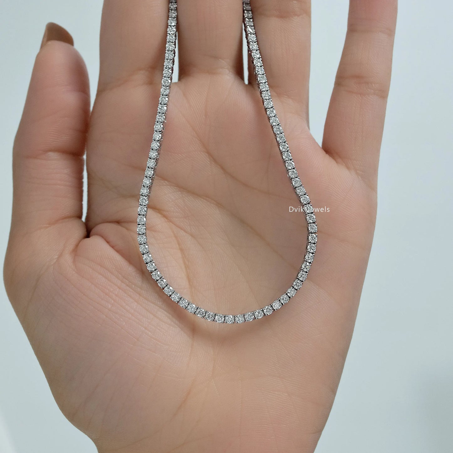 Slim Round Cut Lab Diamond Tennis Necklace Necklace