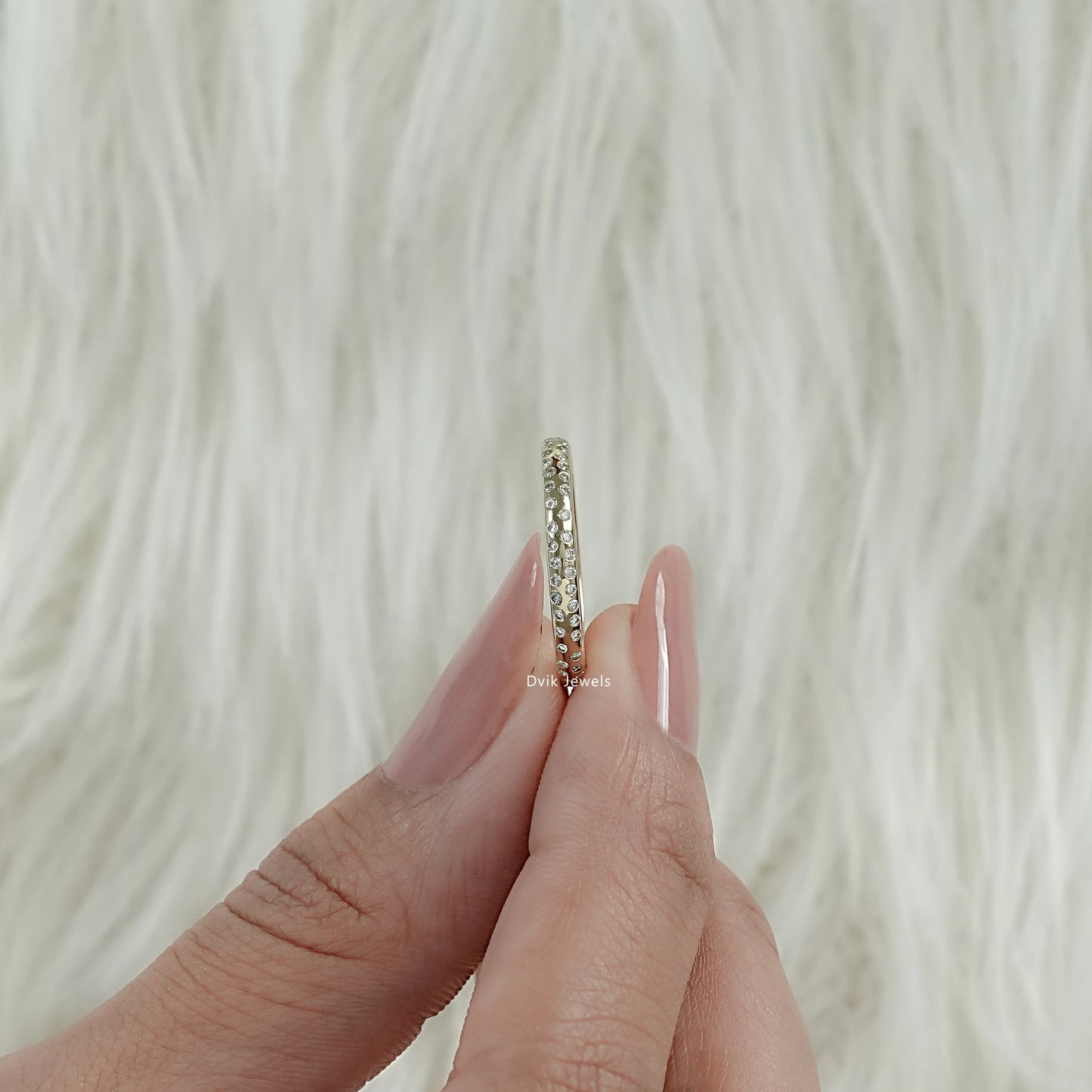 Round Cut Lab Diamond Double Row Eternity Band