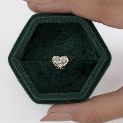 Heart Cut Half Bezel Set Lab Diamond Solitaire Ring