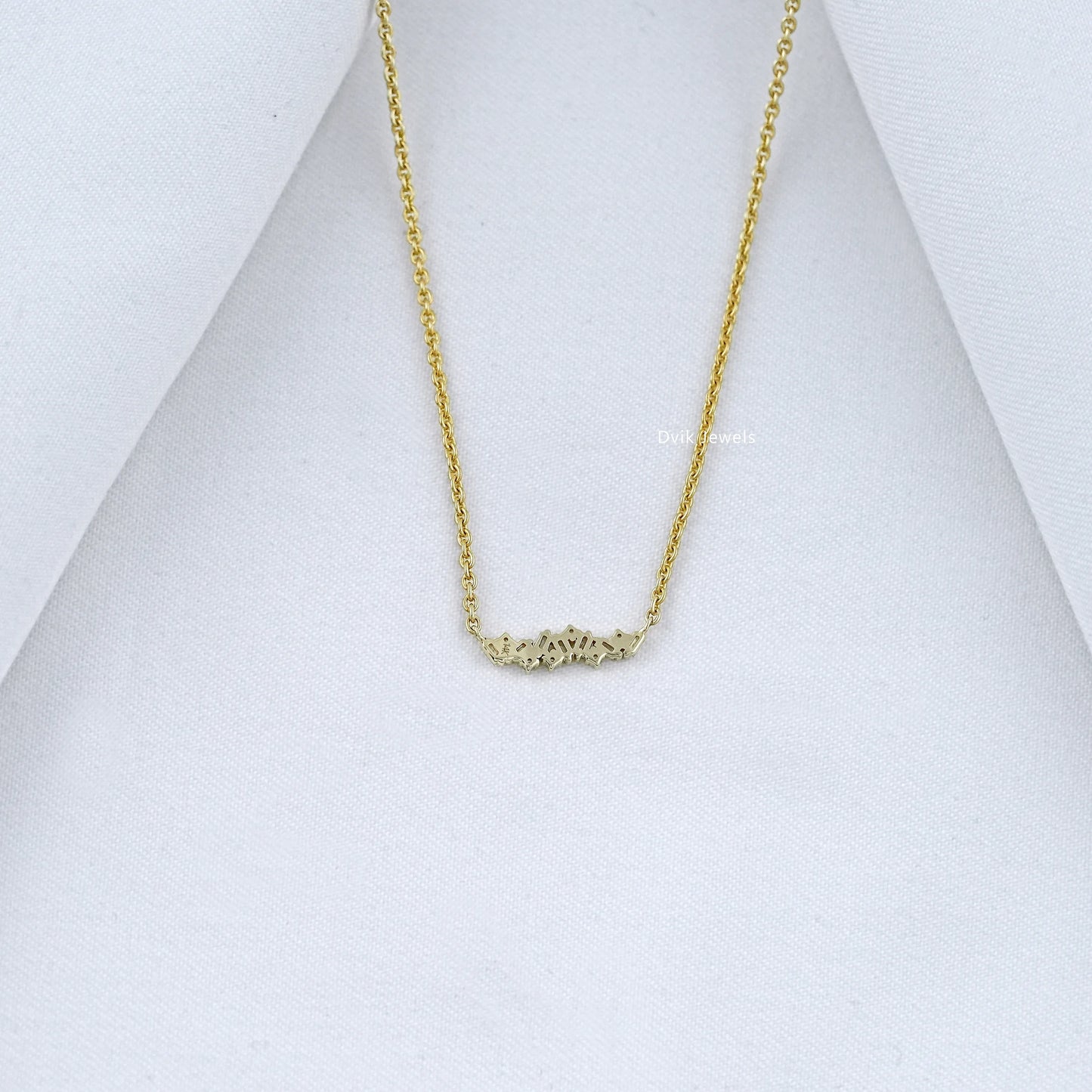 Baguette and Round Diamond Bar Necklace Pendant