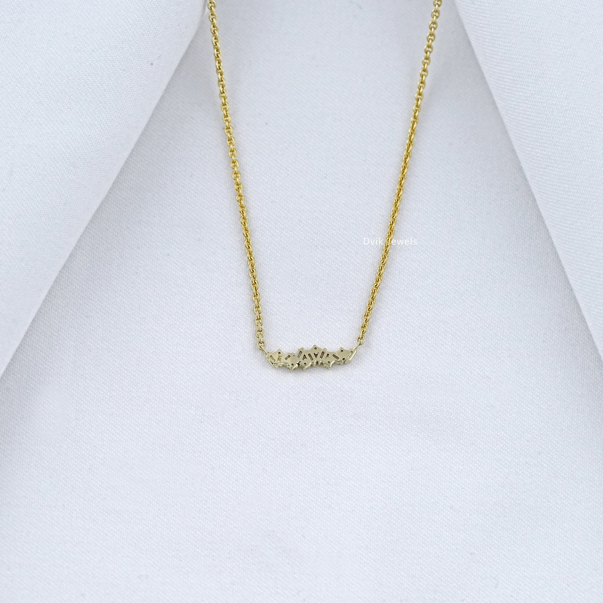 Baguette and Round Diamond Bar Necklace Pendant