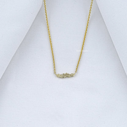 Baguette and Round Diamond Bar Necklace Pendant